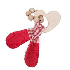 Hochet Anneau de dentition Bois & Coton Bio Cœur Efie 16 cm - H