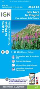 Carte de randonnée 3532ET - Les Arcs, La Plagne, PN de la Vanoise- 1/2