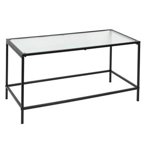 GLASSI - Table Basse Noire Plateau en Verre Texturé