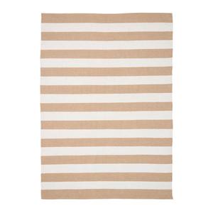 RUDY - Tapis 200x300cm PET Recyclé Rayé Beige et Blanc