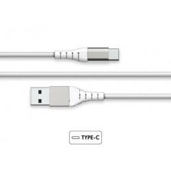 Force Power - Câble Renforcé USB-C - 2m - Couleur : Blanc