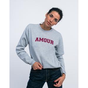 Sweat Femme - Amour Typo Usa - Gris Chiné - Taille XXL