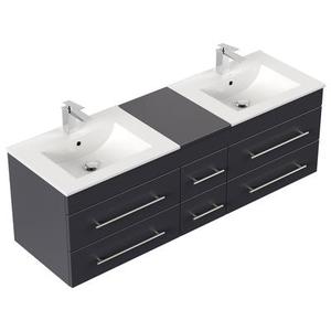 Meuble salle de bain double vasque Roma XL anthracite satiné