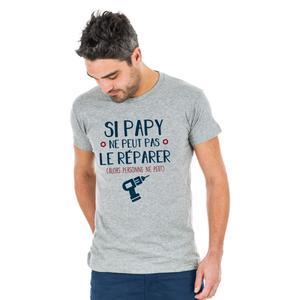 T-shirt Homme - Si Papy Ne Peut Le Réparer 2 - Gris Chiné - Taille M