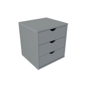 Caisson à tiroirs 3 en bois massif Gris
