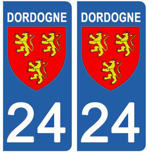 2 stickers pour plaque d'immatriculation Auto, 24 blason Dordogne