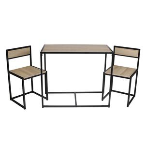 Otalia - ensemble table et 2 chaises métal et aspect bois
