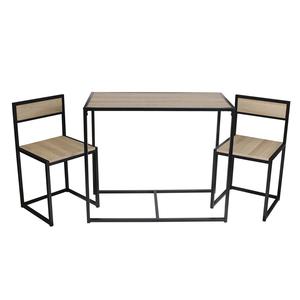 OTALIA - Ensemble Table et 2 Chaises Métal et Aspect Bois