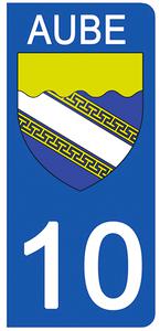 2 stickers pour plaque d'immatriculation Auto, 10 blason de l'Aube