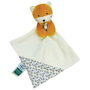 Doudou plat Bébé Le renard Ecru-Fleuri 20cm coton bio Doudou et C