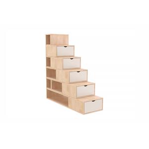 Escalier cube de rangement hauteur 150cm - Vernis naturel/Blanc