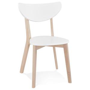 Chaise moderne 'MONA' blanche et structure en bois finition naturelle - Commande par 2 pièces / Prix pour 1 pièce