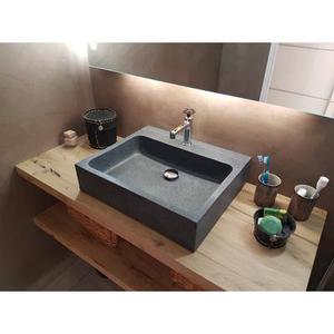 Vasque salle de bain A vier granit gris trou robinetterie intA grA ALPHA