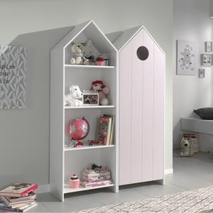 HAVRE - Pack Bibliothèque + Armoire 1 Porte Rose