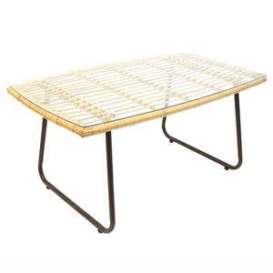 KEDIRI - Table Basse Rectangulaire Plateau Verre