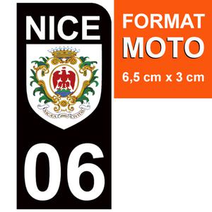 1 sticker pour plaque d'immatriculation MOTO , Blason de Nice 06, noir
