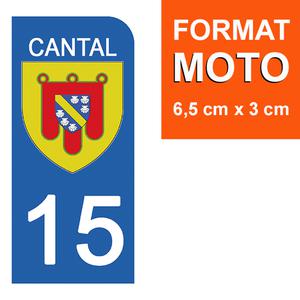 1 sticker pour plaque d'immatriculation MOTO , 15 CANTAL