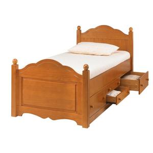 Lit Enfant 4 Tiroirs Pin Miel Avec Sommier et Matelas