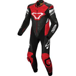 Macna Tracktix Combinaison en cuir de moto perforée d'une pièce, rouge, taille 50