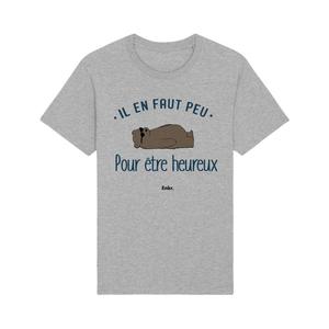 T-shirt Homme - Il En Faut Peu Pour Être Heureux - Gris Chiné - Taille XL