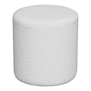 BUBBEL - Pouf Rond Ø34cm en Tissu Bouclé Coloris Blanc