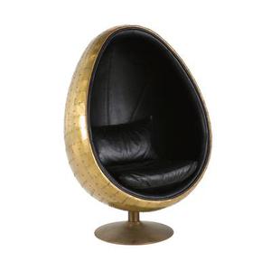 Fauteuil œuf indus en cuir noir