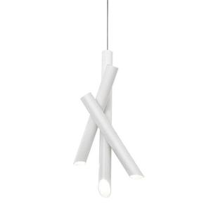 TUBES-Suspension LED 3 lumières aluminium H50cm Blanc