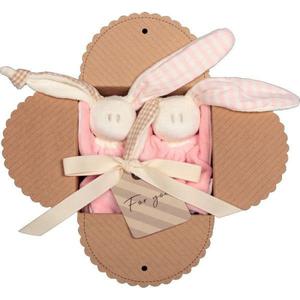 Coffret 2 Doudous Hochet Coton Bio Keptin-jr Little Toddel Rose