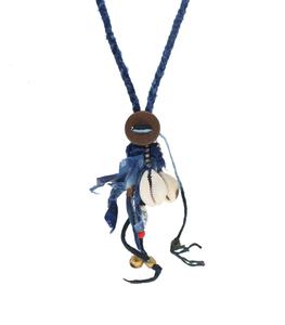 Harpo - Femme - Collier sautoir Cauri Pièce indien - Bleu