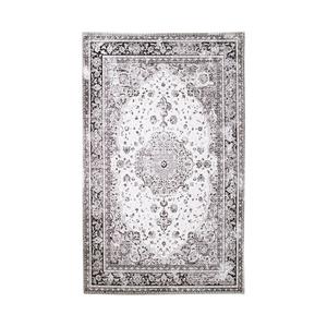 COLABA - Tapis Blanc 160x230cm avec Motifs Noir