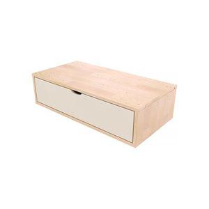 Cube de rangement bois 100x50 cm + tiroir - Vernis naturel/Blanc