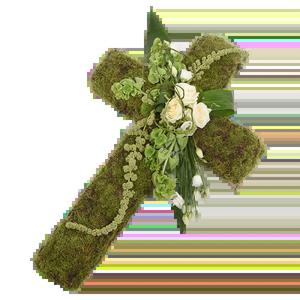 Croix de fleurs | Retrait gratuit dans nos ateliers | Fleurs de deuil | Commémoration funéraire | Croix en fleurs Cerceuil