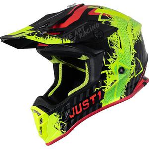 Just1 J38 Mask Casque Motocross, noir-rouge-jaune, taille S