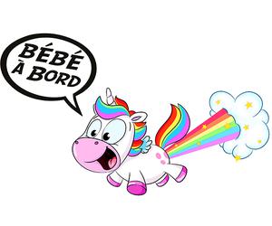 Sticker Bébé à bord ! Licorne qui pête