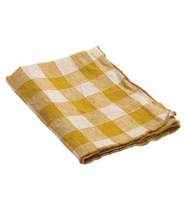 Maison de Vacances - Serviette Bourdon Toile Vintage Vichy 43 x 43 cm - Jaune