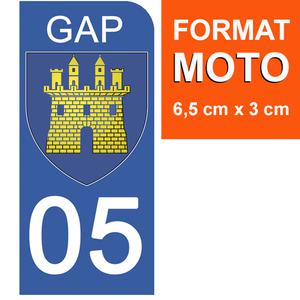 1 sticker pour plaque d'immatriculation MOTO, 05 GAP, HAUTES ALPES