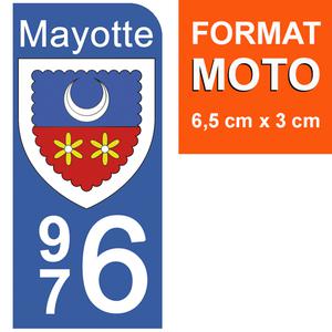 1 sticker pour plaque d'immatriculation MOTO, 976 blason de Mayotte