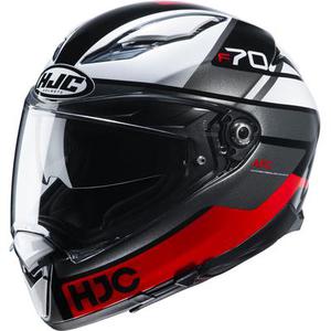 HJC F70 Tino Casque, noir-rouge-argent, taille XS