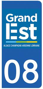 2 stickers pour plaque d'immatriculation Auto, 08 Ardennes