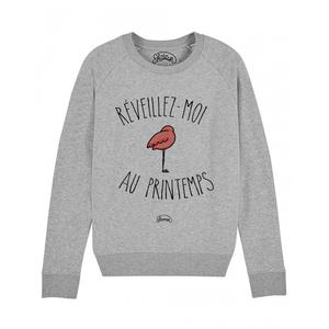 Sweat Femme - Reveillez Moi Au Printemps - Gris Chine - Taille L