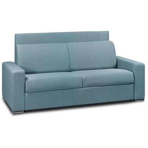 Canapé lit 4 places LEVALLOIS EXPRESS LATTES RENATONISI 160cm matelas 16 cm tête de lit intégrée velours azur