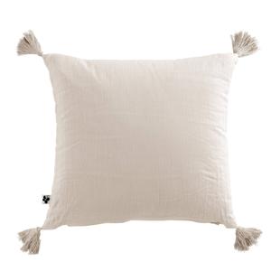 OUREA - Coussin Déhoussable 40x40cm avec Pompons Gaze de Coton Pampa