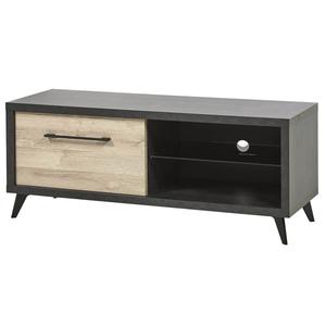 Emile - meuble tv 1 porte 2 niches aspect bois et béton