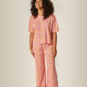 Pyjama Long Coton BIO - Léopard Rose