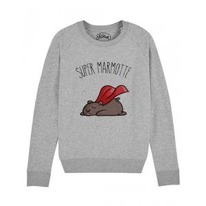 Sweat Femme - Super Marmotte - Gris Chine - Taille L