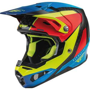 FLY Racing Formula Carbon Prime Casque de motocross, rouge-bleu-jaune, taille S