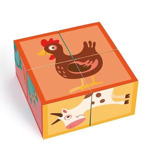 Jouet en Carton 4 Cubes Puzzle Animaux de la ferme Scratch - Jouet