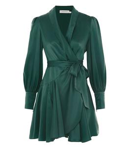 Zimmermann - Femme - 0 - Robe Portefeuille en Soie Jade - Vert