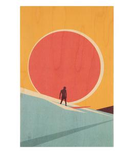 Woodhi - Carte postale en bois Dreams Surfing - Orange