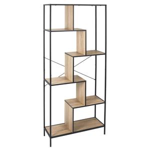 Endis - etagères 6 niveaux aspect bois et métal noir